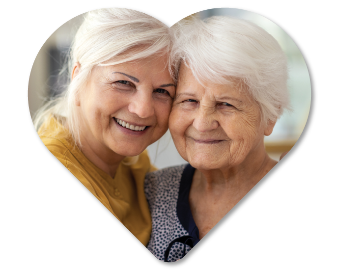 mother and daughter in a heart, grateful for the services provided by Westminster at Home in Central Virginia