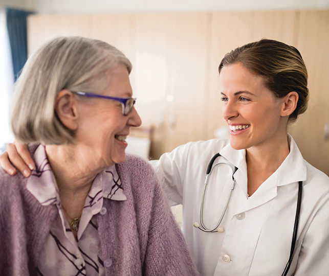 Westminster at Home nurse and patient smiling